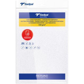 Cartulinas CARTULINA PURPURINA A4 SADIPAL 330g BLANCO PAQUETE de 3