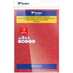 Cartulinas CARTULINA PURPURINA A4 SADIPAL 330g ROJO PAQUETE de 3