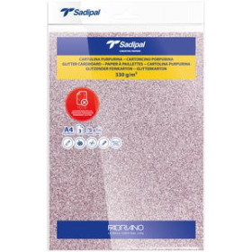 Cartulinas CARTULINA PURPURINA A4 SADIPAL 330g ROSA PAQUETE de 3