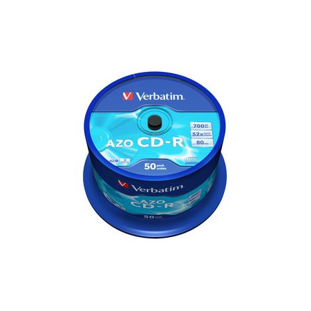 CD CD-ROM VERBATIM 700MB 52x SPINDLE 50 SUPERFICIE CRISTAL SUPER AZO (Incluye Canon LPI de 4.00 )