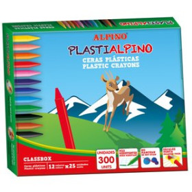 Ceras de colores CERAS ALPINO PLASTIALPINO ECONOMY PACK CAJA DE 300 (25x 12 colores)