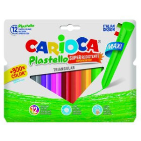 Ceras de colores CERAS CARIOCA PLASTICERA JUMBO TRIANGULAR BLISTER de 10+2