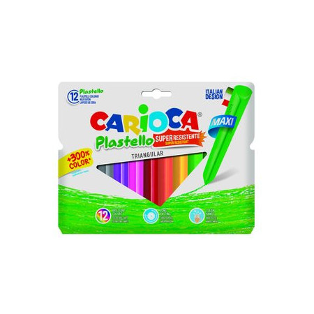 Ceras de colores CERAS CARIOCA PLASTICERA JUMBO TRIANGULAR BLISTER de 10+2