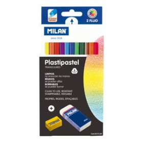 Ceras de colores CERAS MILAN PLASTIPASTEL CON GOMA Y AFILA CAJA DE 12