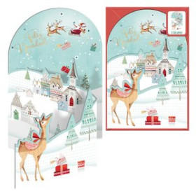 Tarjetas postales navideñas CHRISTMAS DOHE ESCENAS DESPLEGABLES 115x170 ALDEA NAVIDEÑA