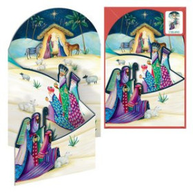 Tarjetas postales navideñas CHRISTMAS DOHE ESCENAS DESPLEGABLES 115x170 ESTRELLA DE ORIENTE
