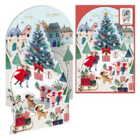 Tarjetas postales navideñas CHRISTMAS DOHE ESCENAS DESPLEGABLES 115x170 PATINANDO