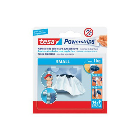 Cintas adhesivas doble cara CINTA ADHESIVA DOBLE CARA TESA POWERSTRIPS TIRA PEQUEÑA estuche de 14