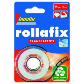 Cintas adhesivas CINTA ADHESIVA IMEDIO ROLLAFIX TRANSPARENTE rollo 25x19 con PORTARROLLOS