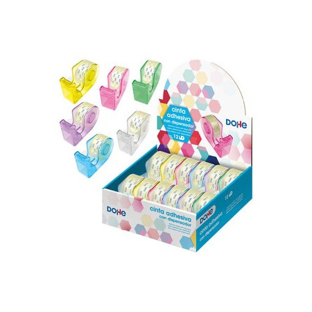 Dispensadores de cinta adhesiva CINTA ADHESIVA rollo 18x20 con DISPENSADOR EXPOSITOR de 12