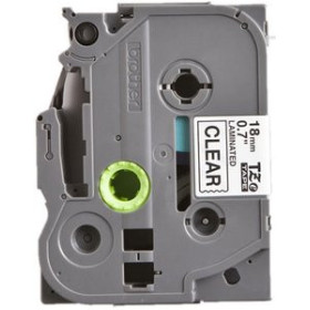 Cintas de rotular CINTA de ROTULAR BROTHER LAMINADA 8m 18mm NEGRO sobre TRANSPARENTE