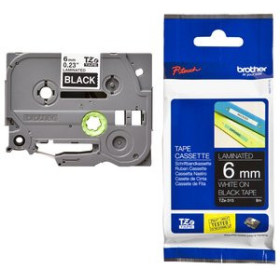 Cintas de rotular CINTA de ROTULAR BROTHER LAMINADA. 8m 6mm NEGRO sobre BLANCO