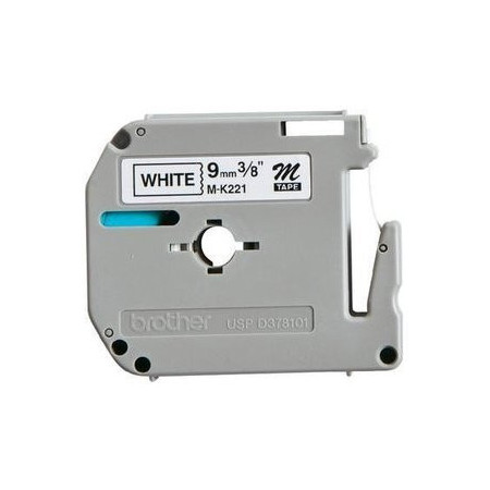 Cintas de rotular CINTA de ROTULAR BROTHER NO LAMINADA 8m 9mm BLANCO sobre NEGRO