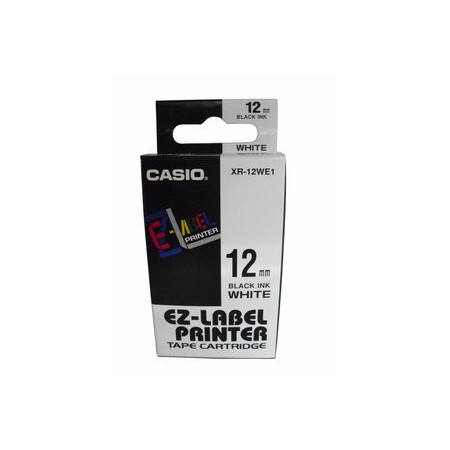 Cintas de rotular CINTA de ROTULAR CASIO 8m 12mm NEGRO sobre BLANCO (XR-12WE1)