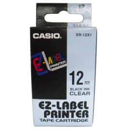 Cintas de rotular CINTA de ROTULAR CASIO 8m 12mm NEGRO sobre TRANSPARENTE (XR-12X1)