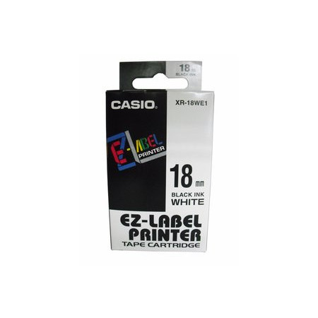 Cintas de rotular CINTA de ROTULAR CASIO 8m 18mm NEGRO sobre BLANCO (XR-18WE1)