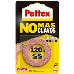 Cintas adhesivas doble cara CINTA DOBLE CARA PATTEX NO MAS CLAVOS ROLLO 19mm x 1
