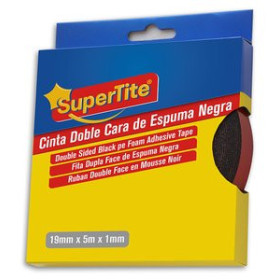 Cintas adhesivas doble cara CINTA DOBLE CARA SUPERTITE rollo 5m x 19mm NEGRA