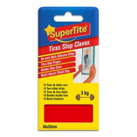 Cintas adhesivas doble cara CINTA DOBLE CARA SUPERTITE STOP CLAVOS 40x20mm ESTUCHE DE 10