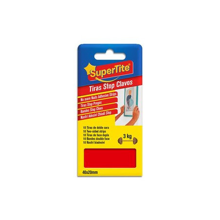 Cintas adhesivas doble cara CINTA DOBLE CARA SUPERTITE STOP CLAVOS 40x20mm ESTUCHE DE 10