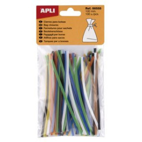 Cintas para cerrar bolsas CINTA para CERRAR BOLSAS APLI METALICOS FLEXIBLES SURTIDOS BOLSA DE 100