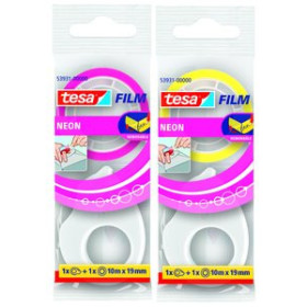 Banderitas índex CINTA TESAFILM NEON SURTIDO rollo 10x19 con MINI PORTARROLLO