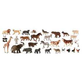 Juegos educativos CONTENEDOR 30 FIGURAS ANIMALES DE LA GRANJA Y SALVAJES.