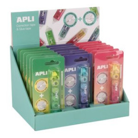 Correctores en cinta CORRECTOR CINTA DUAL APLI 2 EN 1 (corrector y adhesivo) EXPOSITOR de 18