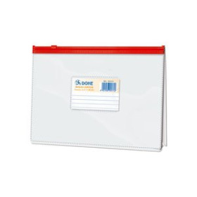 Dosieres sobre y bolsas cremallera DOSIER SOBRE DOHE ZIP A5 EXPANDIBLE PVC TRANSPARENTE/ROJO