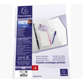 Dosieres sobre y bolsas cremallera DOSIER SOBRE EXACOMPTA PP VELCRO A4 MULTITALADRO CRISTAL PAQUETE DE 5
