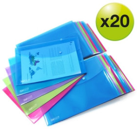 Dosieres sobre y bolsas cremallera DOSIER SOBRE RAPESCO ECO PP TRANSLUCIDO BROCHE A4+ SURTIDO PACK de 20