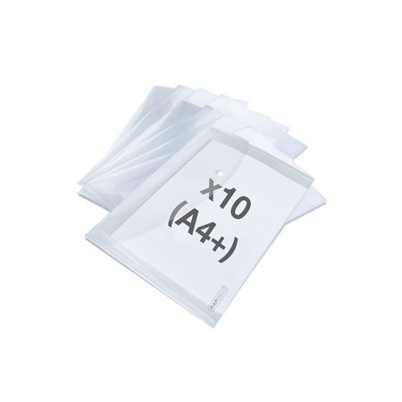 Dosieres sobre y bolsas cremallera DOSIER SOBRE RAPESCO ECO (100% RECICLADO) PP BROCHE A4+ CRISTAL PAQUETE de 10