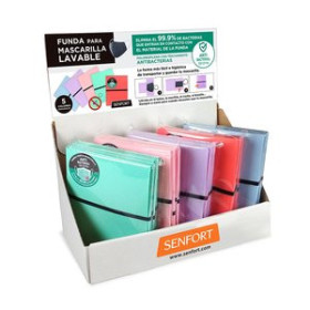 Protección ESTUCHE PORTA MASCARILLA SENFORT ANTIBACTERIANA LAVABLE 120x145 SURTIDO EXPOSITOR de 25