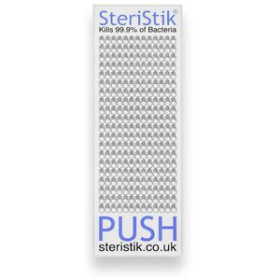 Protección ETIQUETA ANTIMICROBIANA STERISTIK DOOR PUSH 225x75 mm AUTO-ADHESIVA ROLLO de 10