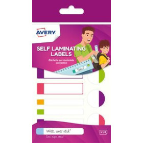 Etiquetas escolares ETIQUETA ESCOLAR AVERY RESISTENTES AL AGUA COLORES FLUO SURTIDO BLISTER de 24