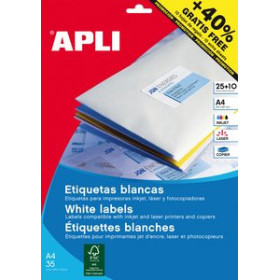 Etiquetas adhv. para impresora ETIQUETAS ADH.IMPR.APLI A4 BLANCA BLISTER 25h CIRCULAR Ø 40 mm 840 uds.(13883)