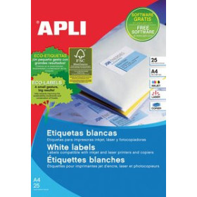 Etiquetas adhv. para impresora ETIQUETAS ADH.IMPR.APLI A4 BLANCA C.RECTOS BLISTER 25h 105x148 mm 100 uds.(10827)