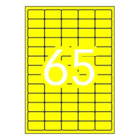 Etiquetas adhv. para impresora ETIQUETAS ADH.IMPR.APLI A4 COLOR AMARILLO FLUOR C.RECTOS PACK DE 20h 38