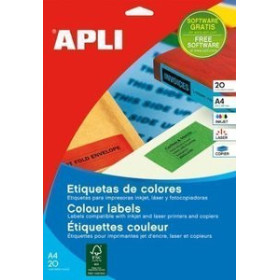Etiquetas adhv. para impresora ETIQUETAS ADH.IMPR.APLI A4 COLOR ROJO C.RECTOS BLISTER 20h 105x148 mm 80 uds.(12993)