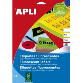 Etiquetas adhv. para impresora ETIQUETAS ADH.IMPR.APLI A4 FLUOR AMARILLO LS-CP C.ROMOS CAJA 100h 99