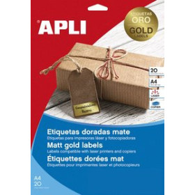 Etiquetas adhv. para impresora polyester ETIQUETAS ADH.IMPR.APLI A4 POLYESTER MATE BLISTER 20h ORO 31