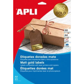 Etiquetas adhv. para impresora polyester ETIQUETAS ADH.IMPR.APLI A4 POLYESTER MATE BLISTER 20h ORO 45