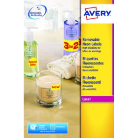 Etiquetas adhv. para impresora ETIQUETAS ADH.IMPR.AVERY A4 FLUOR ROJO C.RECTOS CAJA 20h 210x297 mm 20 uds.(L6005)