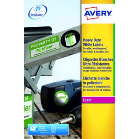 Etiquetas adhv. para impresora polyester ETIQUETAS ADH.IMPR.AVERY A4 POLYESTER BLANCO C.ROMOS LASER CAJA 20h 99