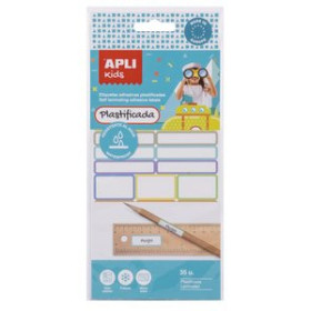 Etiquetas escolares ETIQUETAS ADH.MANUALES APLI PLASTIFICADAS TAMAÑOS SURTIDOS BOLSA de 35