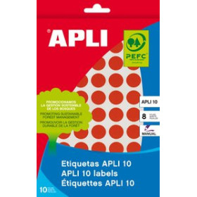 Etiquetas adhv. escritura manual ETIQUETAS ADH.MANUALES BOLSA APLI COLOR ROJO 8h C.ROMOS 25x40 mm 128 uds.(02756)