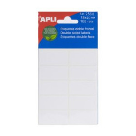 Etiquetas adhv. escritura manual ETIQUETAS ADH.MANUALES BOLSA APLI DOBLE FRONTAL BLANCAS 5h 19x40 mm 100 uds.(02550)
