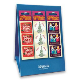 Etiquetas de regalo en rollo ETIQUETAS REGALO ADH. BLISTER DE 9 40x40 SURTIDO EXPOSITOR DE 160