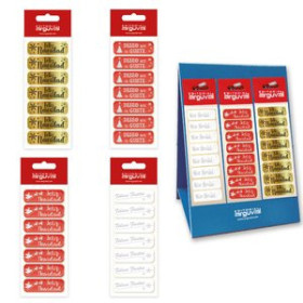 Etiquetas de regalo en rollo ETIQUETAS REGALO ADH. HOLOGRAFICAS BLISTER 16 uds. 45x15 NAVIDAD SURTIDO EXPOSITOR DE 160