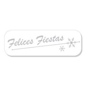 Etiquetas de regalo en rollo ETIQUETAS REGALO ADH. HOLOGRAFICAS ROLLO  250 uds. 45x15 "FELICES FIESTAS" BLANCO